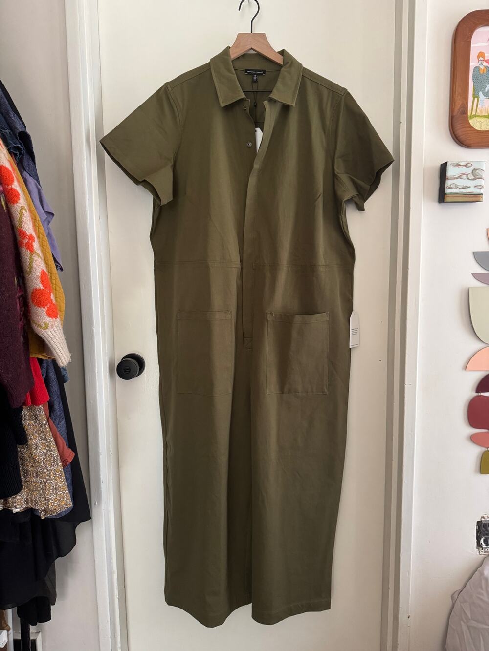 UNIVERSAL STANDARD olive green 'Kate' stretch twill jumpsuit